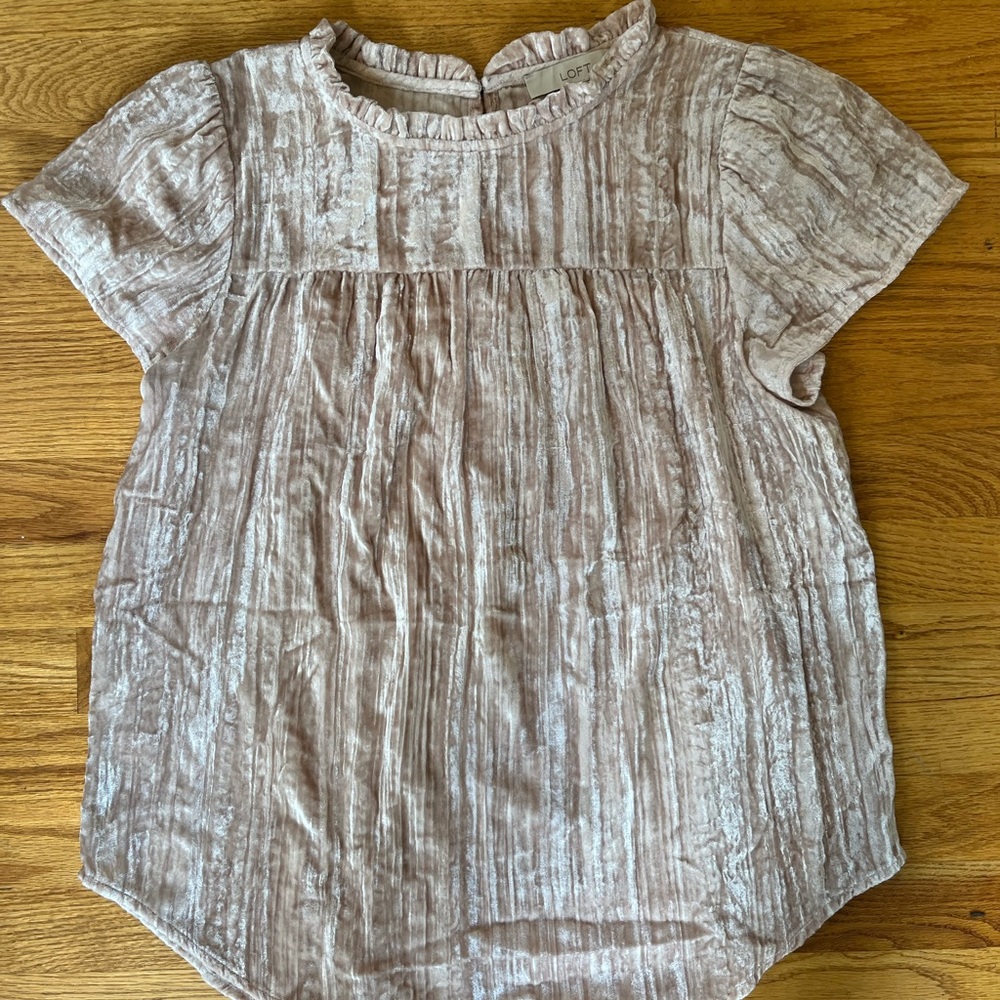 Loft velour ruffle top
